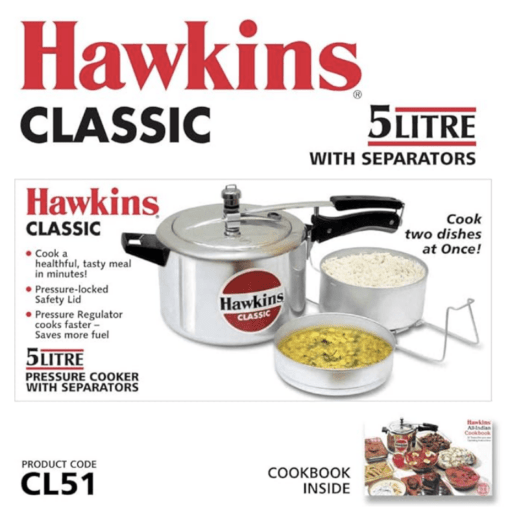 Hawkins Classic 5L Pressure Cooker with Aluminium Separators - Image 3